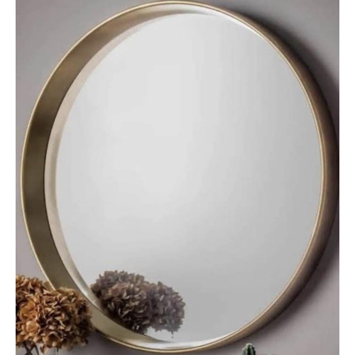 403 - CIRCULAR WALL MIRROR, contemporary design, deep gilt frame, 95cm diam x 9cm D.