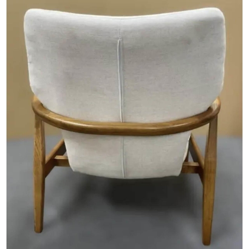 395 - ARMCHAIR, 1960s Danish style, white fabric upholstered with button back detail, 70cm W x 70.5cm D x ... 