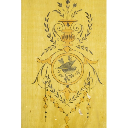 157 - WARDROBE, 195cm H x 85cm x 45cm D, Victorian yellow painted and stencil decorated circa 1850 with do... 