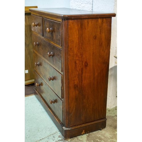 158 - CHEST, 120cm H x 230cm W x 50cm D, Victorian burr walnut and walnut, circa 1870 with five drawers.