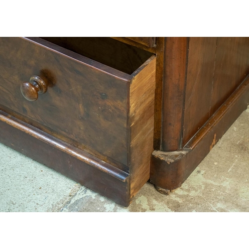 158 - CHEST, 120cm H x 230cm W x 50cm D, Victorian burr walnut and walnut, circa 1870 with five drawers.