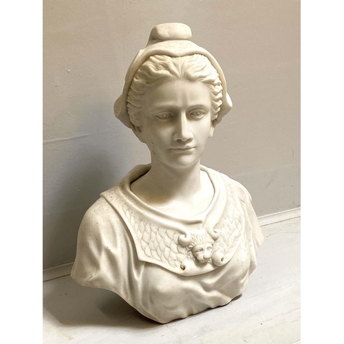 154 - BUST OF A LADY, 53cm H x 45cm W x 23cm D, Italian marble.