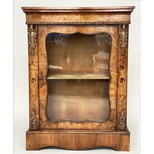 251 - MARQUETRY BOOKCASE, Victorian burr walnut and ormolu mounted with glazed panelled door enclosing she... 