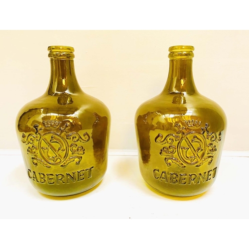 413 - DEMIJOHN VASES, a pair, 45cm H x 30cm diam., embossed 'Cabernet' stamp. (2)