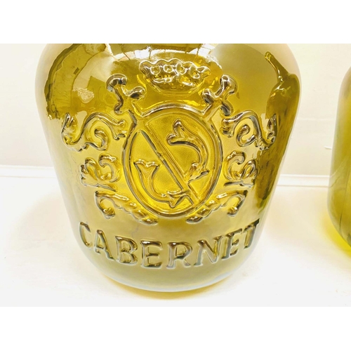 413 - DEMIJOHN VASES, a pair, 45cm H x 30cm diam., embossed 'Cabernet' stamp. (2)