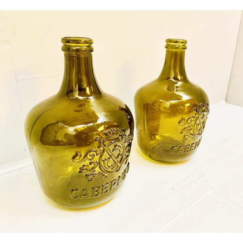 413 - DEMIJOHN VASES, a pair, 45cm H x 30cm diam., embossed 'Cabernet' stamp. (2)