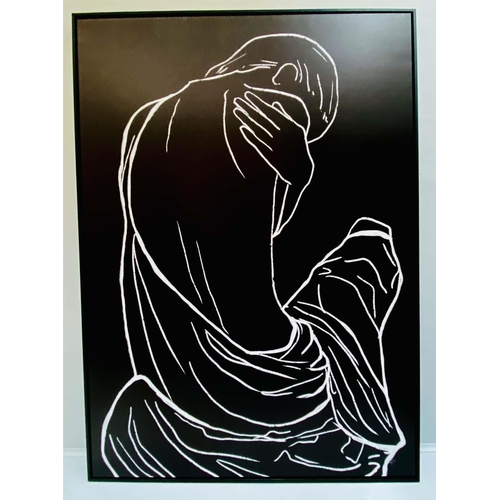 414 - CONTEMPORARY SCHOOL, untitled nude, print on canvas, framed, 143cm H x 103cm W.