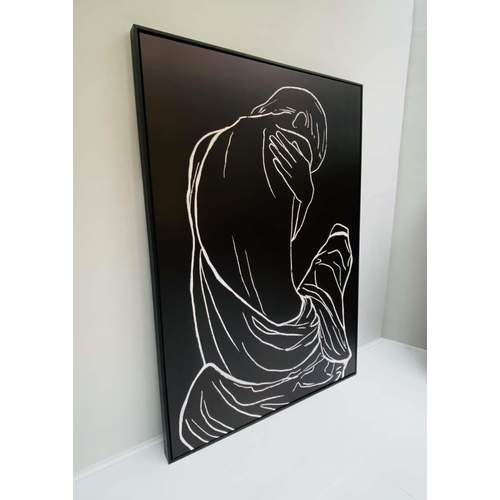 414 - CONTEMPORARY SCHOOL, untitled nude, print on canvas, framed, 143cm H x 103cm W.