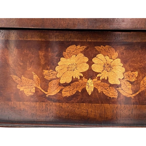 100 - THEODORE ALEXANDER SIDEBOARD, George III design figured mahogany and marquetry of bowed outline with... 