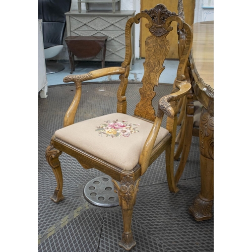 137 - DINING CHAIRS, a set of eight, circa 1920, walnut and simulated walnut including two armchairs with ... 