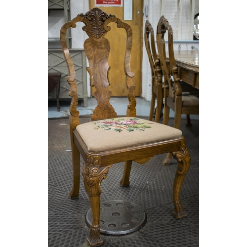 137 - DINING CHAIRS, a set of eight, circa 1920, walnut and simulated walnut including two armchairs with ... 