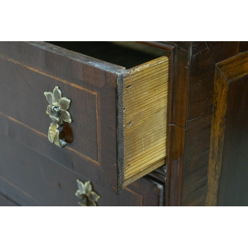 141 - CHEST ON STAND, 128cm H x 100cm x 50cm, Queen Anne walnut and oak of eight drawers on later legs.