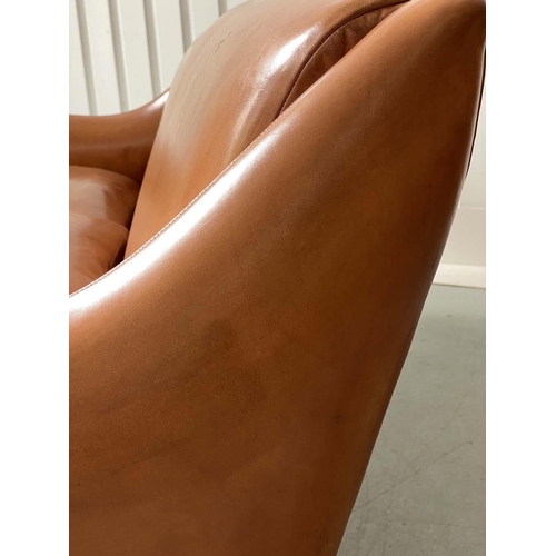 285 - BALZAC SOFA, English 1990s by Matthew Hilton for SCS in stitched brown leather, 218cm W x 109cm D x ... 