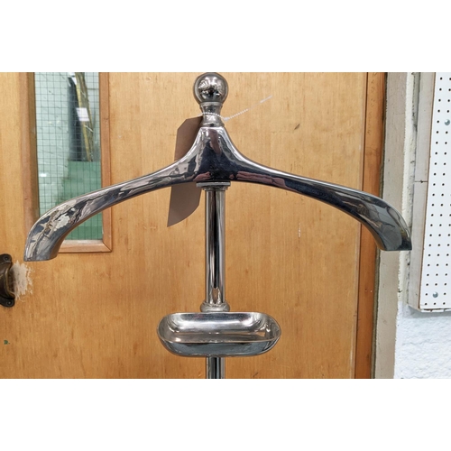 419 - VALLET STAND, 143cm H, polished metal.