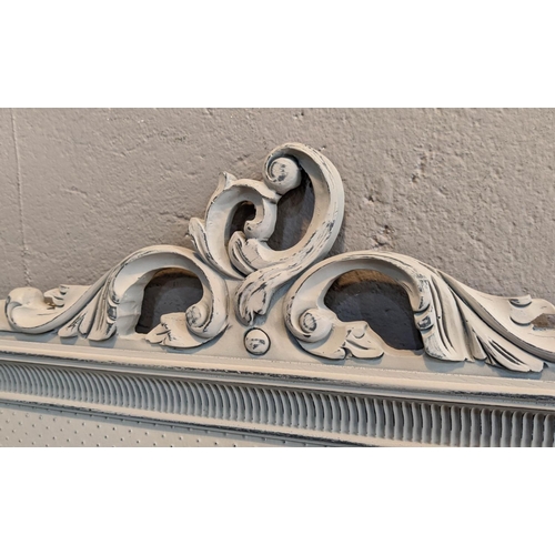 439 - WALL MIRRORS, a pair, French provincial style, grey painted frames, 48cm x 59cm. (2)