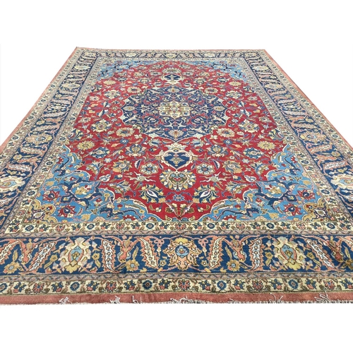 75 - ANTIQUE PERSIAN TABRIZ CARPET, 413cm x 310cm.