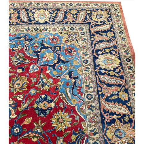 75 - ANTIQUE PERSIAN TABRIZ CARPET, 413cm x 310cm.