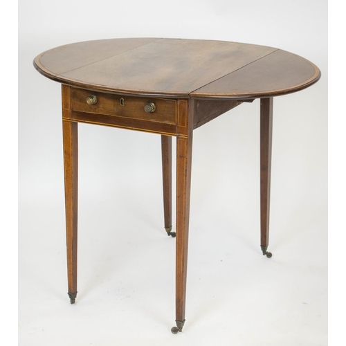 143 - PEMBROKE TABLE, 74cm H x 45cm x 76cm, 88cm open, George III mahogany, satinwood banded and boxwood s... 