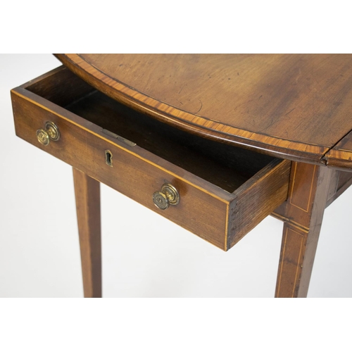 143 - PEMBROKE TABLE, 74cm H x 45cm x 76cm, 88cm open, George III mahogany, satinwood banded and boxwood s... 