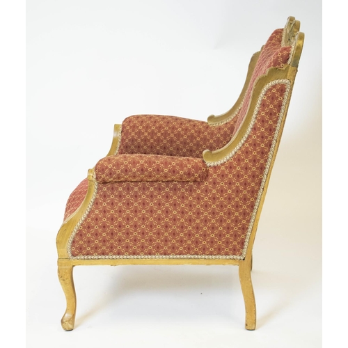 146 - BERGERE, 93cm H x 69cm, circa 1900 in patterned upholstery.