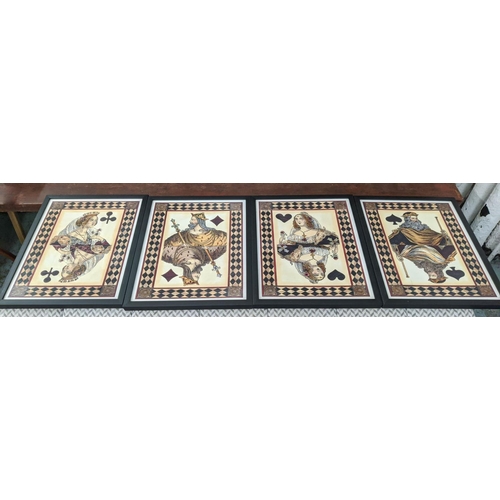 PLAYING CARD PRINTS, a set of four, varnished finish, framed, 50cm x 40cm. (4)