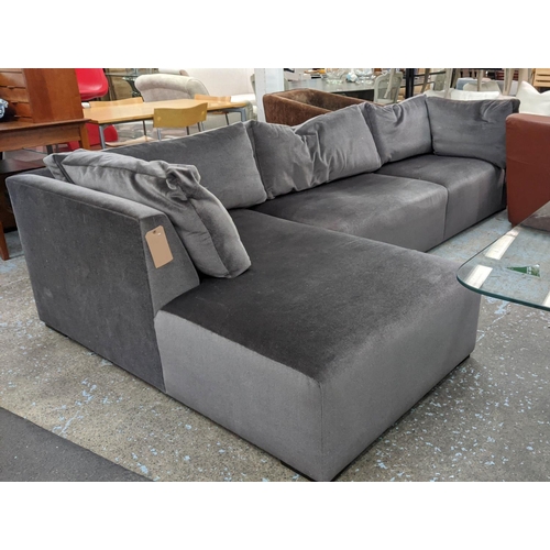 422 - BRAY DESIGN FOR LOUISE BRADLEY CORNER SOFA, mohair upholstery, 310cm x 165cm x 95cm.