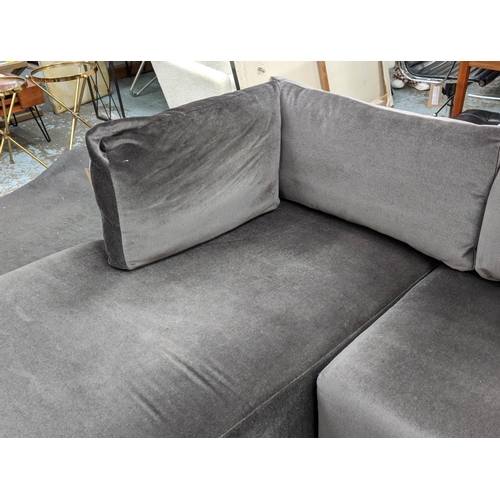 422 - BRAY DESIGN FOR LOUISE BRADLEY CORNER SOFA, mohair upholstery, 310cm x 165cm x 95cm.