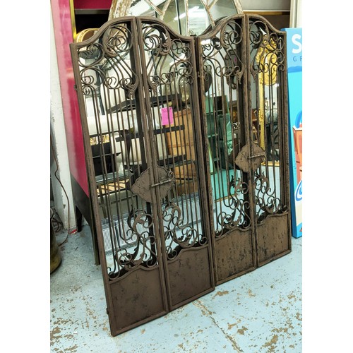 448 - ARCHITECTURAL WALL MIRRORS, a pair, 129cm x 33cm, gated design. (2)