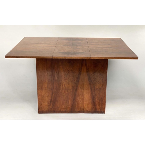 108 - ART DECO TABLE, figured walnut of drop flap rectangular form, 124cm x 84cm x 76cm H extended.