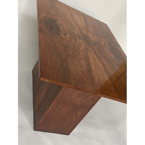 108 - ART DECO TABLE, figured walnut of drop flap rectangular form, 124cm x 84cm x 76cm H extended.