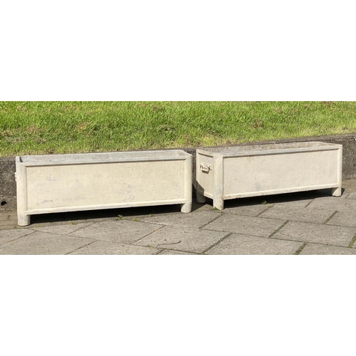 129 - GARDEN PLANTERS, a pair, French Art Deco well weathered reconstituted stone and cream painted each r... 