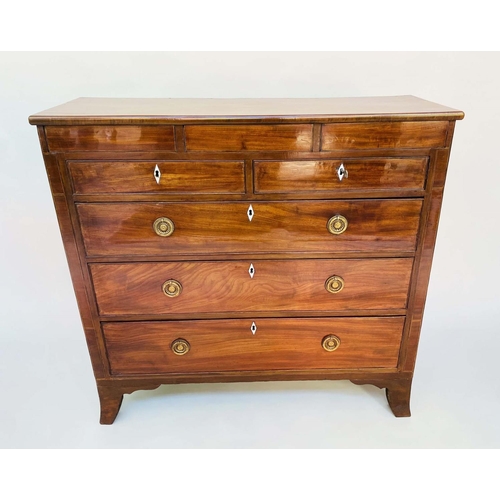 98 - SCOTTISH HALL CHEST, early 19th century figured mahogany and line inlaid of adapted shallow proporti... 