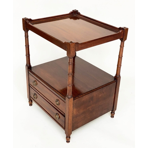 122 - LAMP TABLES, George III style mahogany, each with gallery, two tiers and two drawers, 48cm W x 42cm ... 