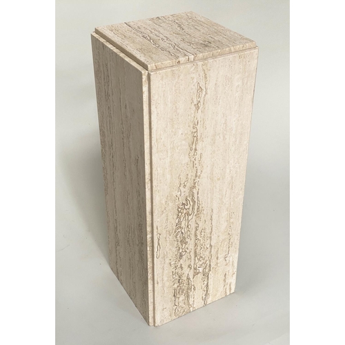 135 - PLINTH, 1970's Italian travertine marble square section and stepped top, 28cm x 28cm x 72cm H.