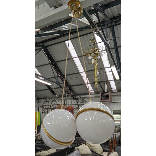 460 - PENDANT LIGHTS, a pair, contemporary design, 138cm drop. (2)