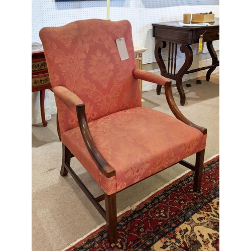 137 - ARMCHAIR, 66cm x 69cm x 97cm, 19th century Chippendale style mahogany frame.