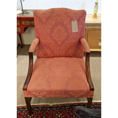 137 - ARMCHAIR, 66cm x 69cm x 97cm, 19th century Chippendale style mahogany frame.