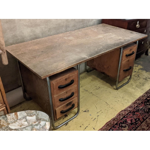 478 - ATTRIBUTED TO ROBERT SLEZAK DESK, vintage 1930's, 153cm x 62cm x 71cm.