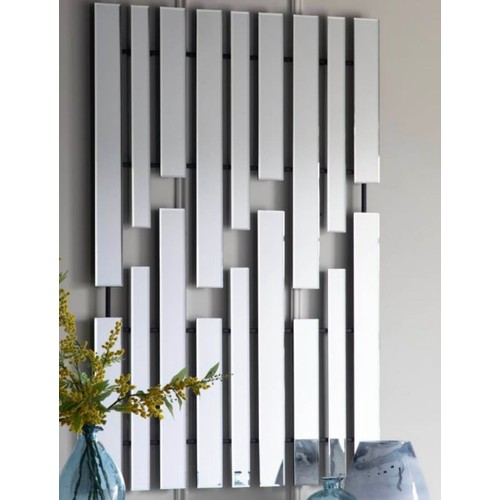 477 - WALL PANEL, segmented mirrored design, 120cm H x 77cm W x 1.5cm D.