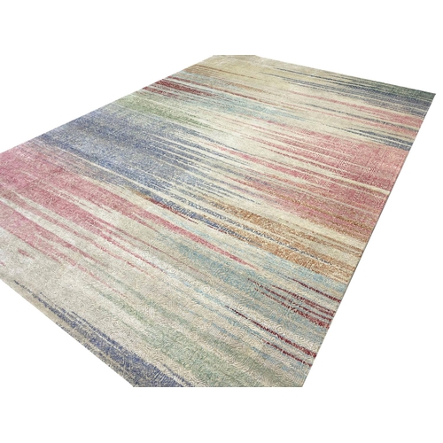 71 - FINE CONTEMPORARY SPECTRUM WOOL AND BAMBOO SILK CARPET, 355cm x 245cm, hand knotted.