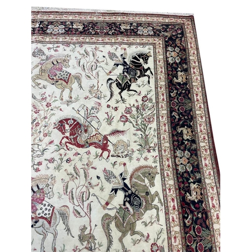 76 - FINE PURE SILK PERSIAN QUM CARPET, 300cm x 195cm.