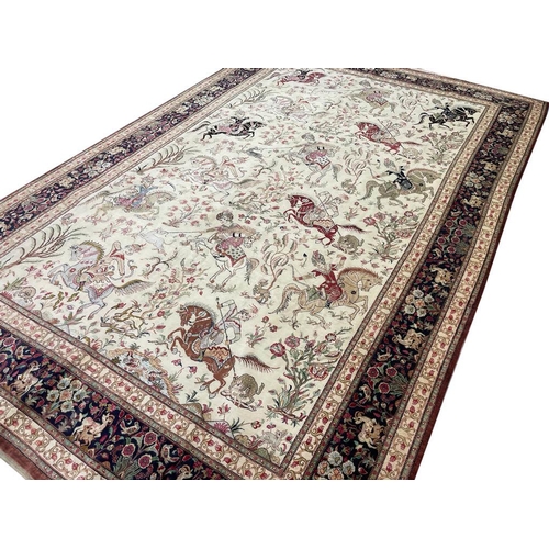 76 - FINE PURE SILK PERSIAN QUM CARPET, 300cm x 195cm.