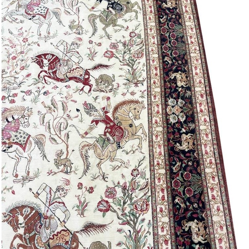 76 - FINE PURE SILK PERSIAN QUM CARPET, 300cm x 195cm.