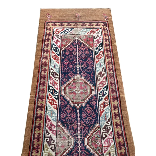 82 - ANTIQUE PERSIAN SERAPI RUNNER, 364cm x 93cm.