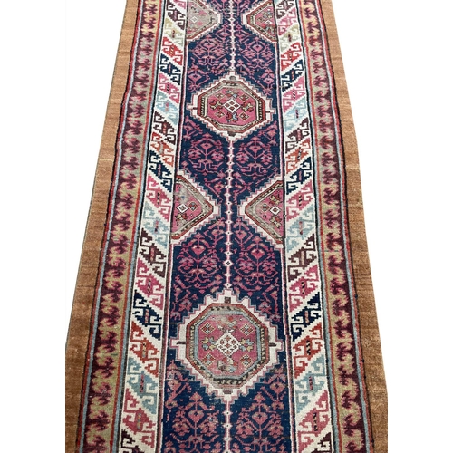 82 - ANTIQUE PERSIAN SERAPI RUNNER, 364cm x 93cm.