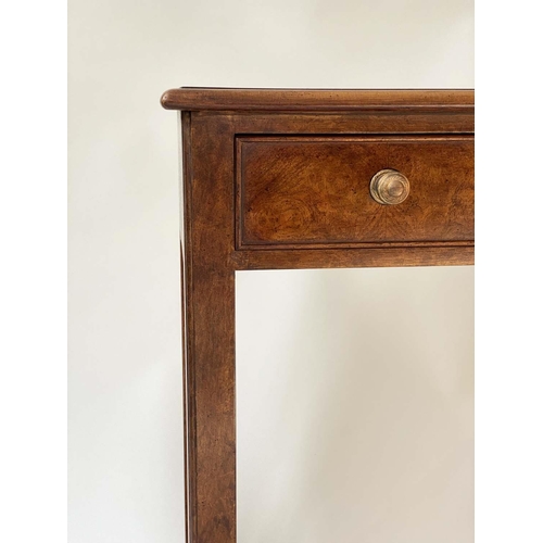 198 - HALL TABLE, George III design burr walnut and crossbanded with four short drawers, 126cm x 76cm H x ... 