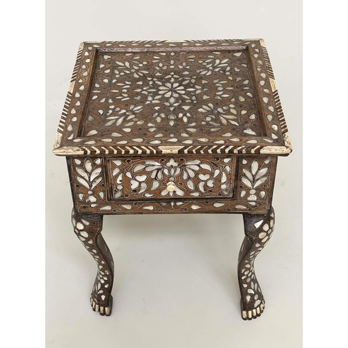 194 - LOW TABLES, a pair, early 20th century Moorish hardwood and mother of pearl inlaid each square with ... 