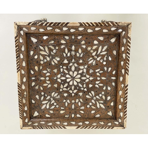 194 - LOW TABLES, a pair, early 20th century Moorish hardwood and mother of pearl inlaid each square with ... 