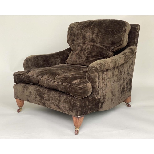 185 - ARMCHAIR, in the manner of Howard and Sons, English early 20th century, circa 1900 deep velvet uphol... 