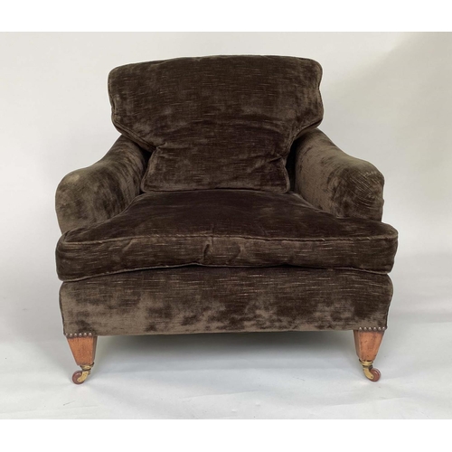 185 - ARMCHAIR, in the manner of Howard and Sons, English early 20th century, circa 1900 deep velvet uphol... 